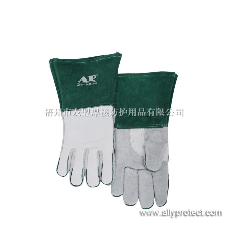 AP-2655 豪焊野牛青皮配綠色皮袖手套