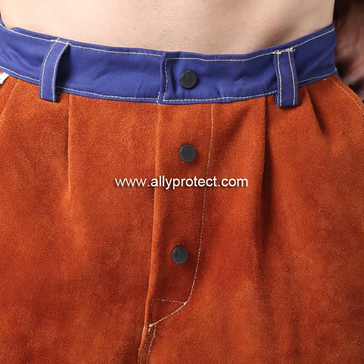 AP-6062 咖啡色皮配藍色阻燃布焊褲